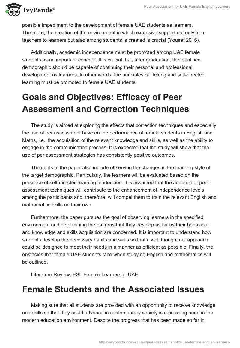 Peer Assessment for UAE Female English Learners. Page 2