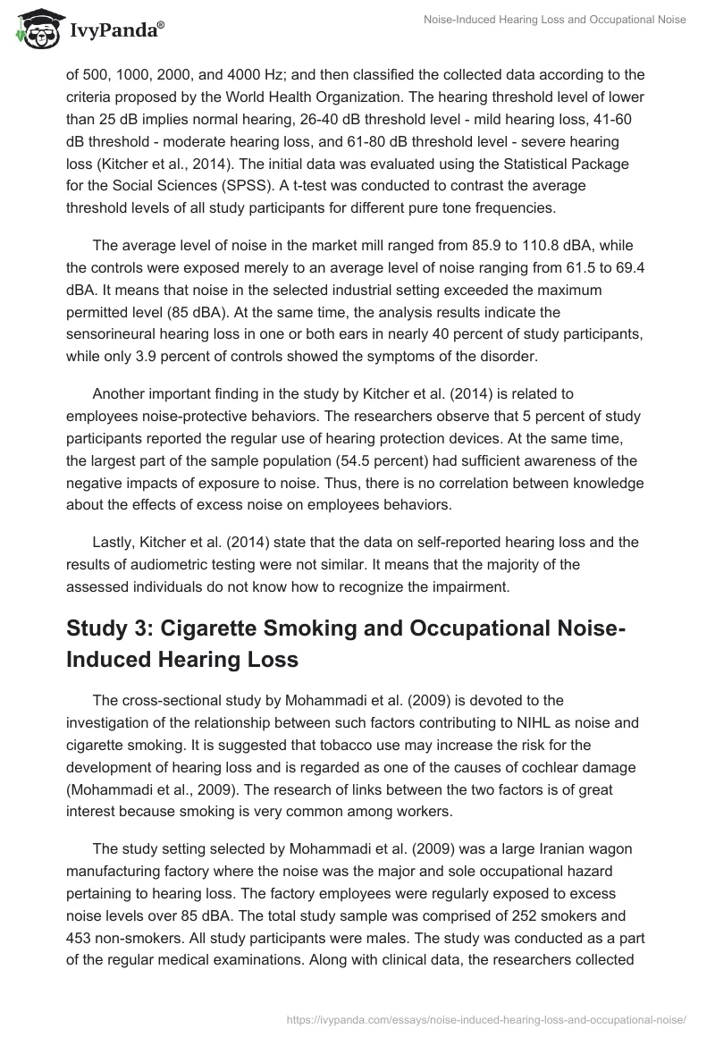 Noise-Induced Hearing Loss and Occupational Noise. Page 4