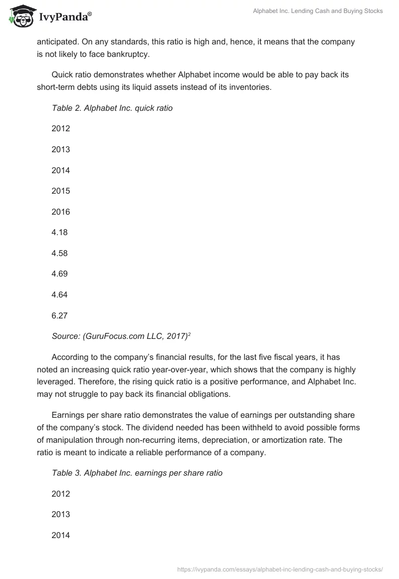 Alphabet Inc. Lending Cash and Buying Stocks. Page 2