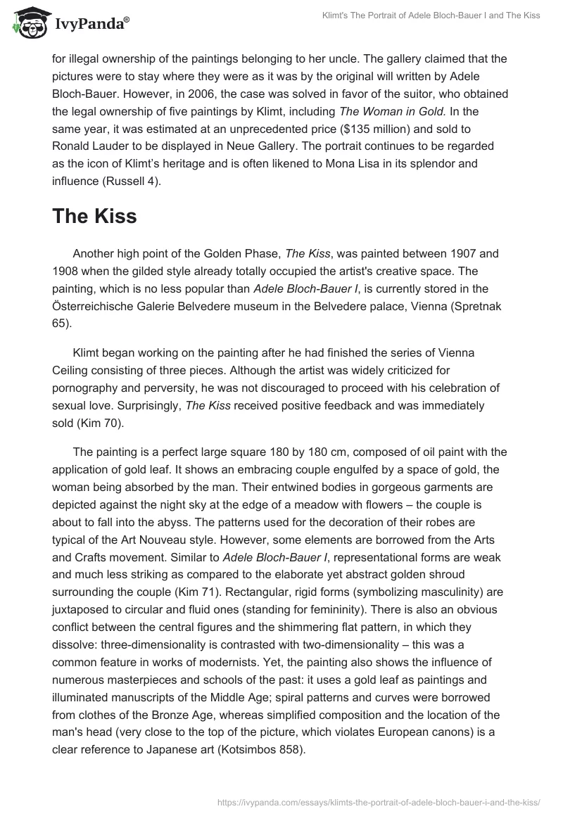 Klimt's "The Portrait of Adele Bloch-Bauer I" and "The Kiss". Page 4