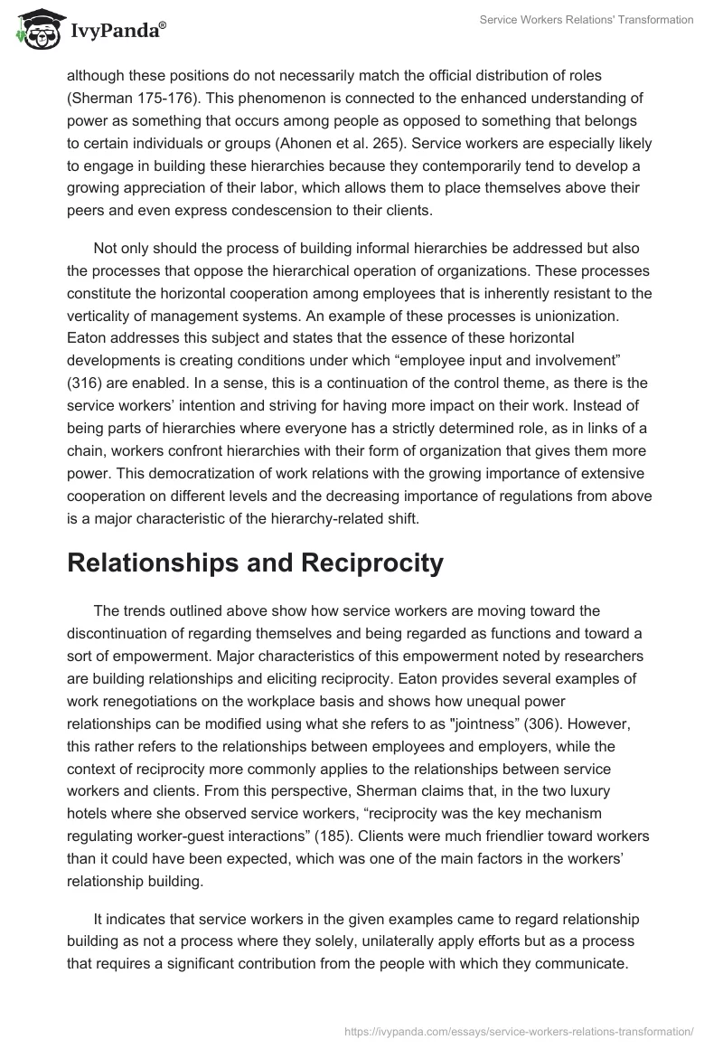 Service Workers Relations' Transformation. Page 3