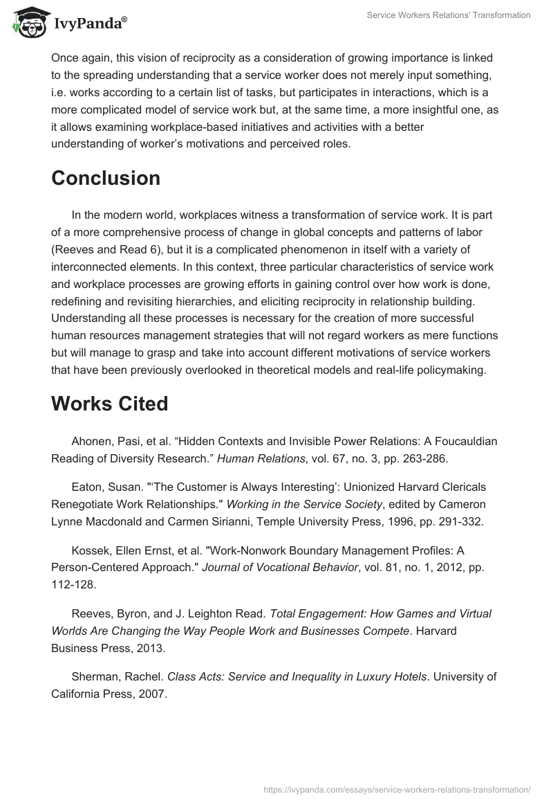 Service Workers Relations' Transformation. Page 4