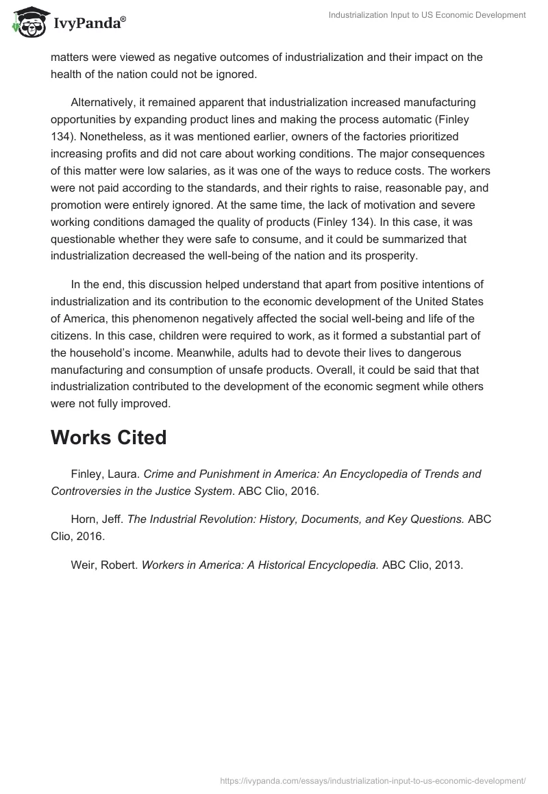 Industrialization Input to US Economic Development. Page 2