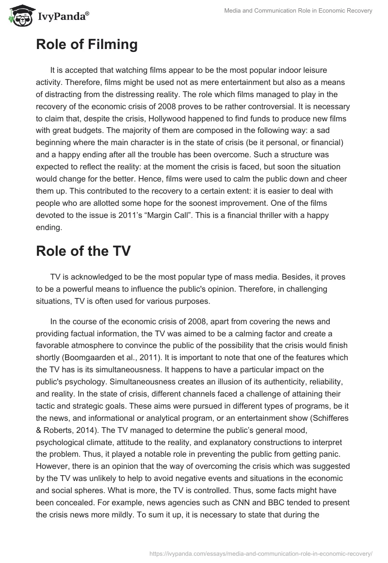 Media and Communication Role in Economic Recovery. Page 2
