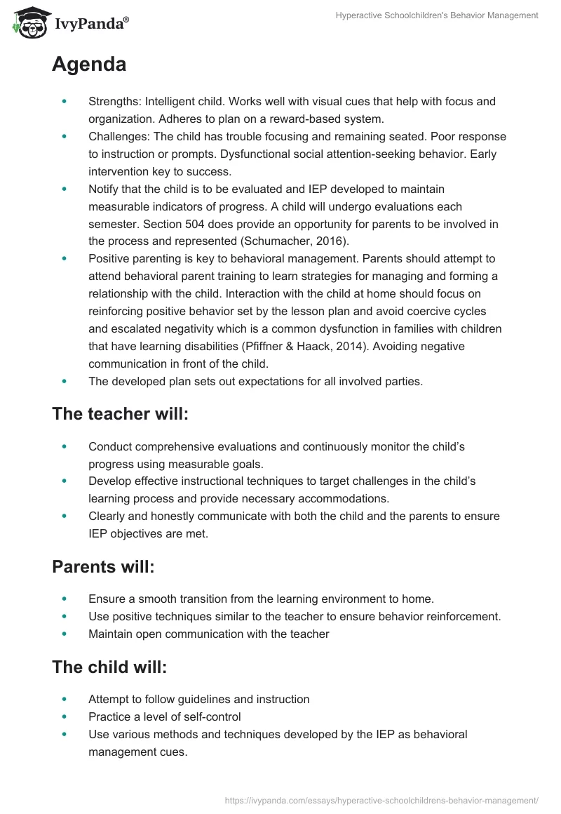 Hyperactive Schoolchildren's Behavior Management. Page 3