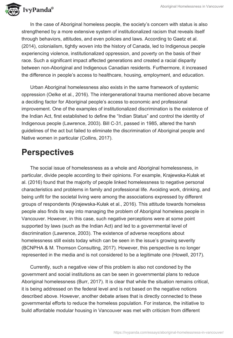 Aboriginal Homelessness in Vancouver. Page 2