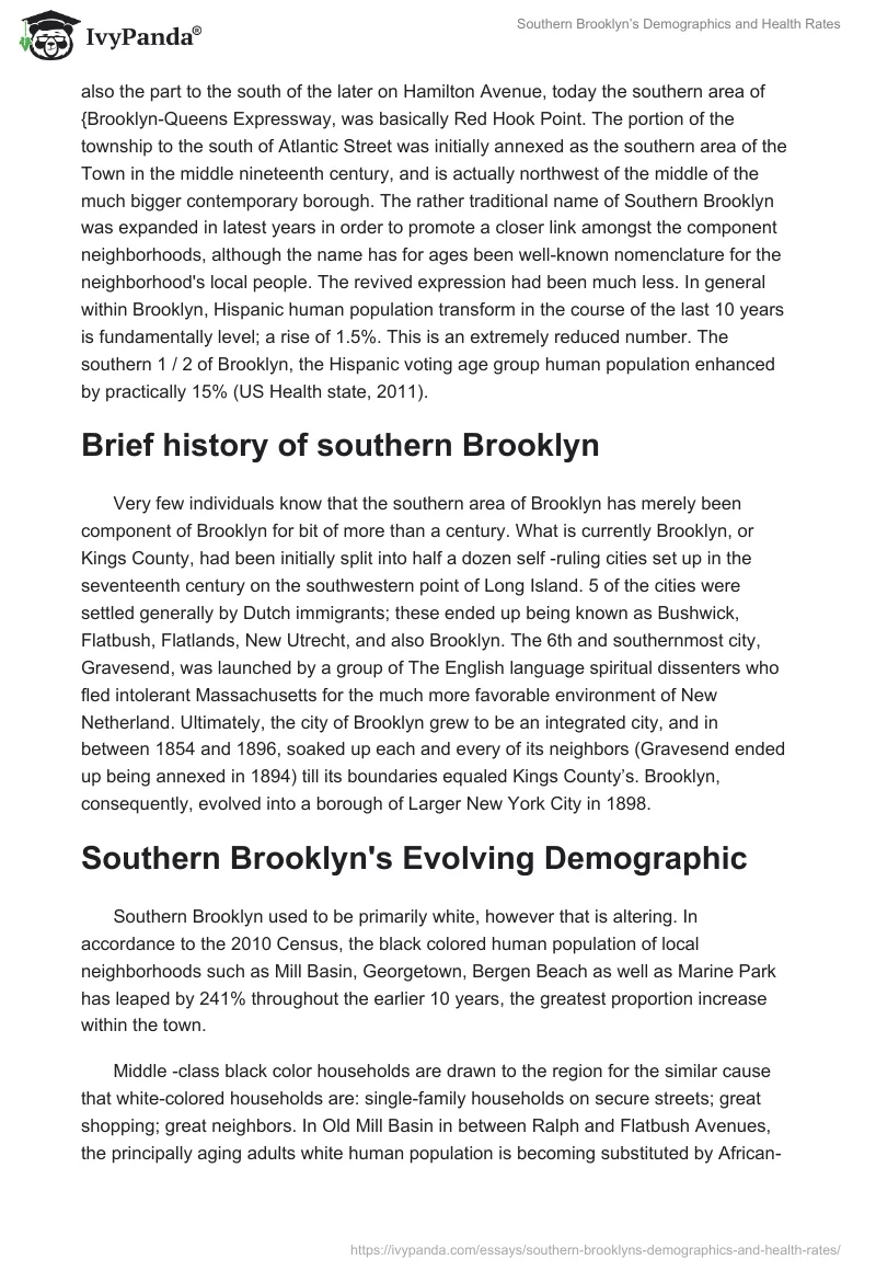 Southern Brooklyn’s Demographics and Health Rates. Page 2