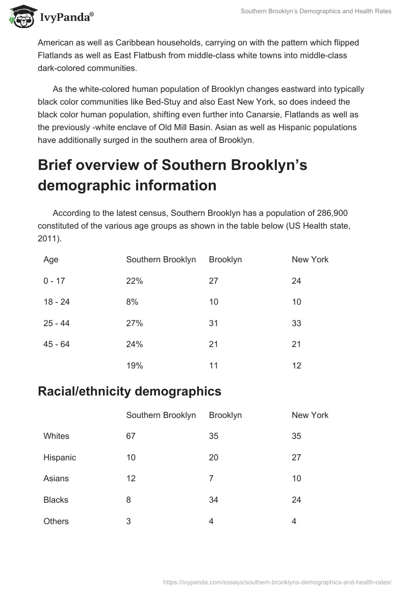 Southern Brooklyn’s Demographics and Health Rates. Page 3