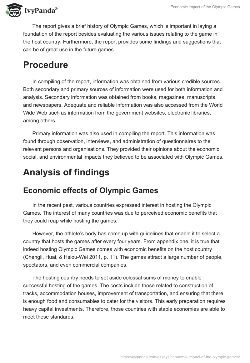 Economic impact of the Olympic Games. Page 2