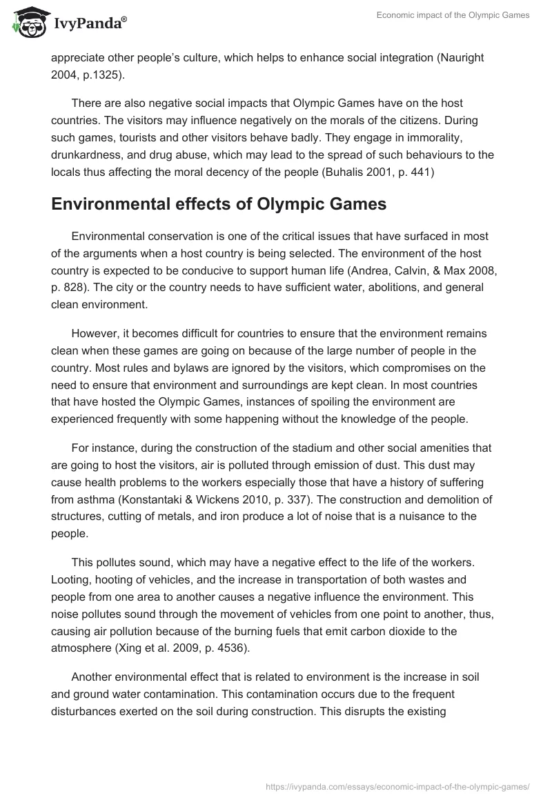 Economic impact of the Olympic Games. Page 5