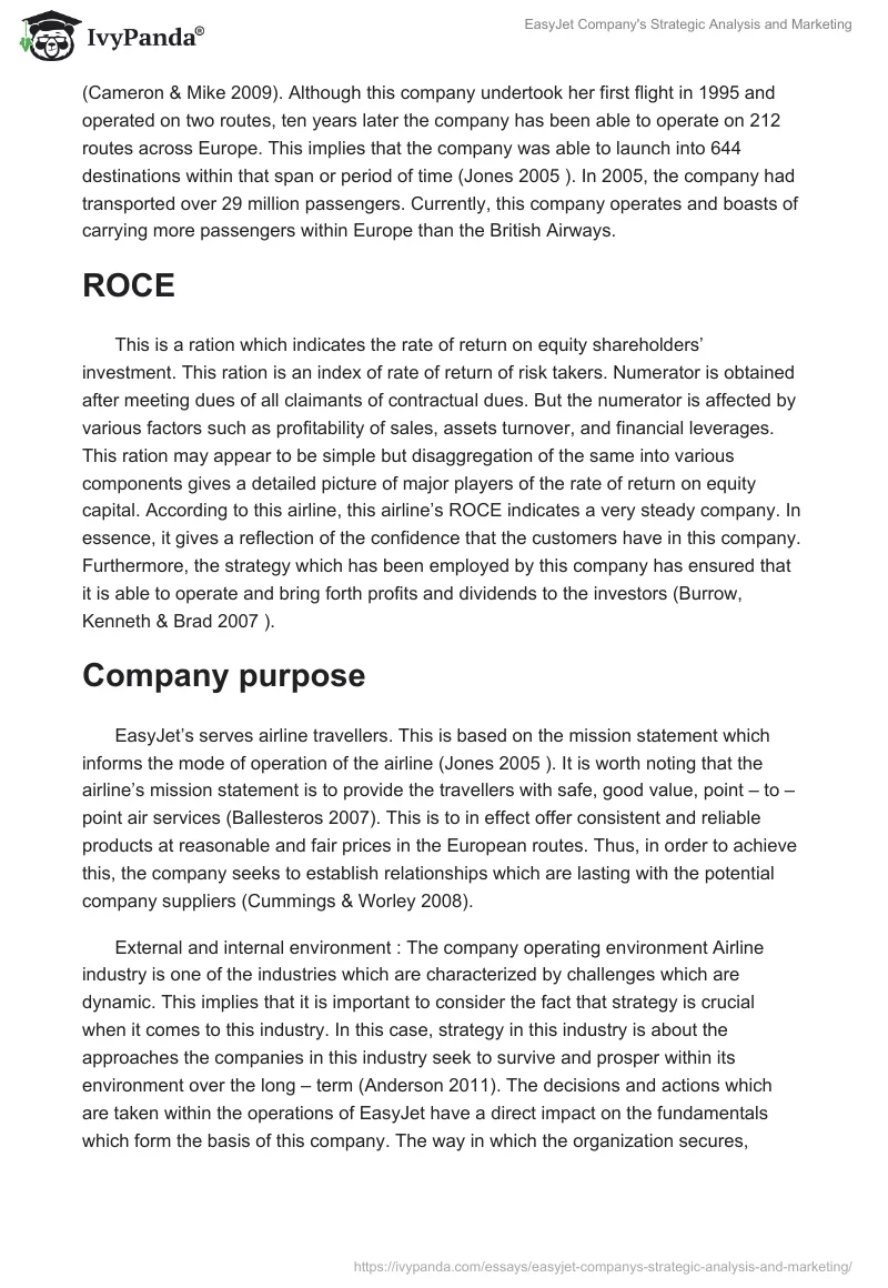 EasyJet Company's Strategic Analysis and Marketing. Page 2