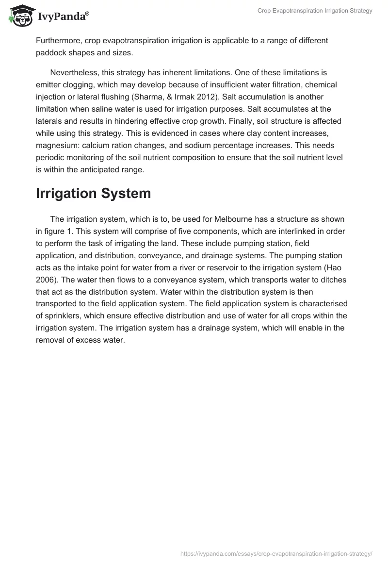 Crop Evapotranspiration Irrigation Strategy. Page 2