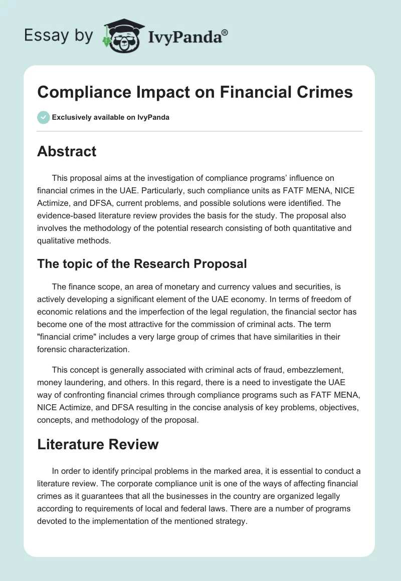 Compliance Impact on Financial Crimes. Page 1