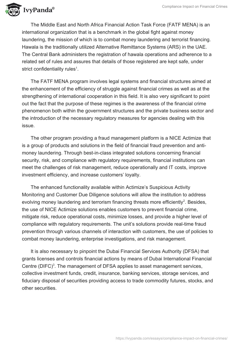 Compliance Impact on Financial Crimes. Page 2