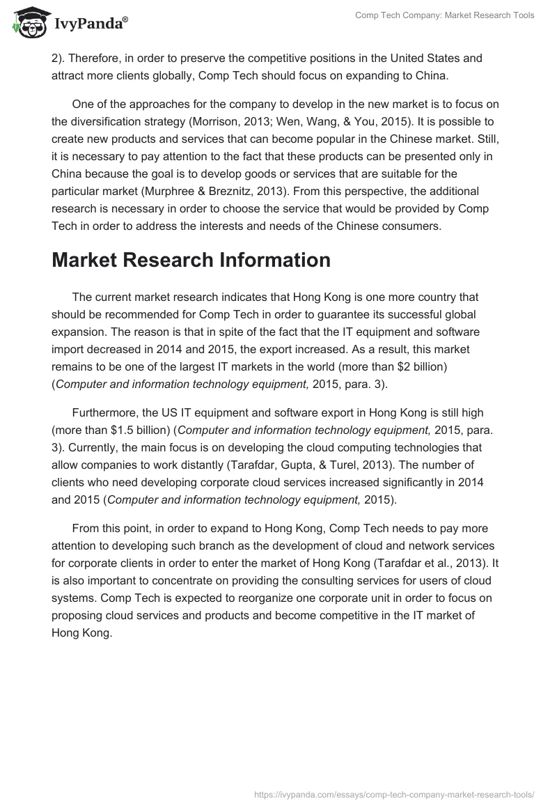 Comp Tech Company: Market Research Tools. Page 2