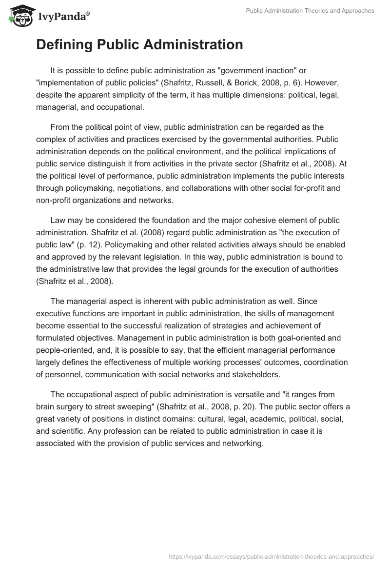 Public Administration Theories and Approaches. Page 2