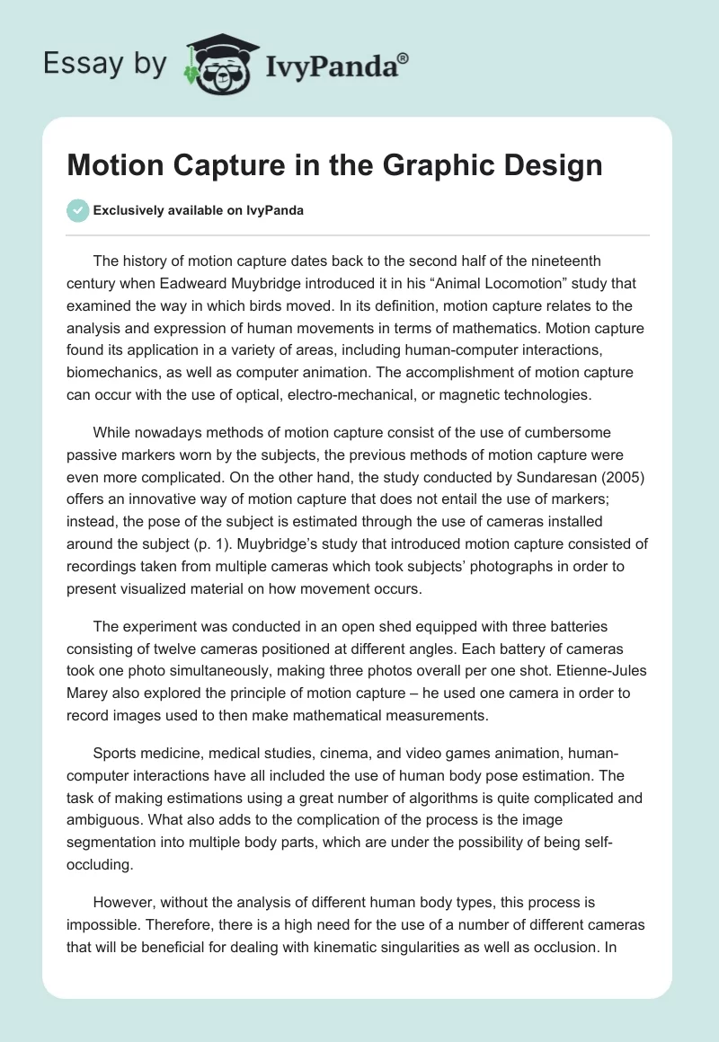 Motion Capture in the Graphic Design. Page 1