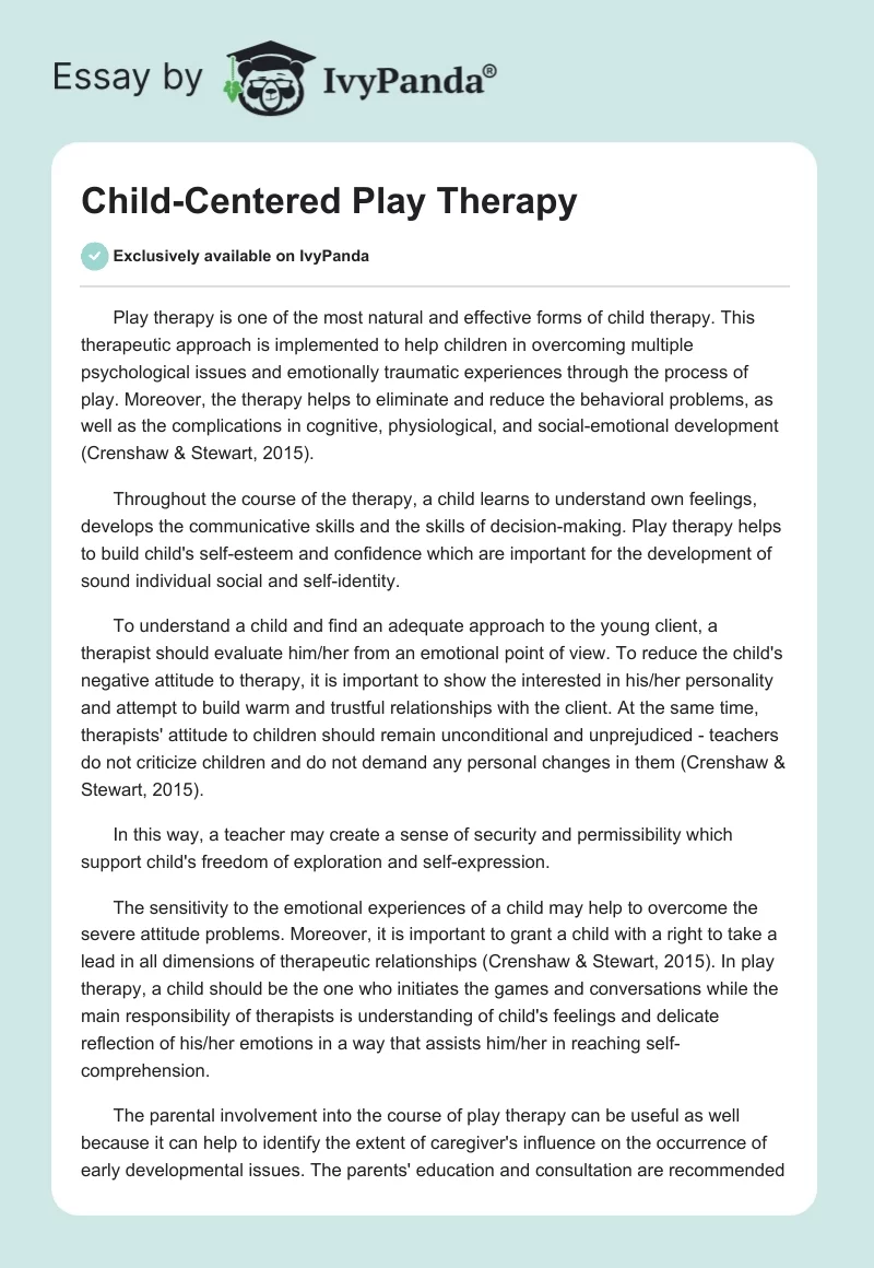 Child-Centered Play Therapy. Page 1