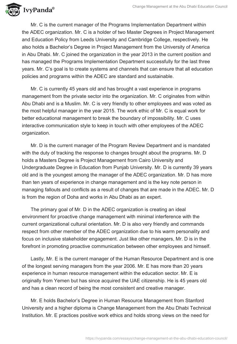Change Management at the Abu Dhabi Education Council. Page 4