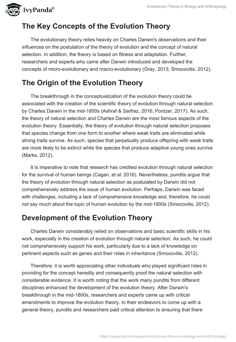 Evolutionary Theory in Biology and Anthropology. Page 2
