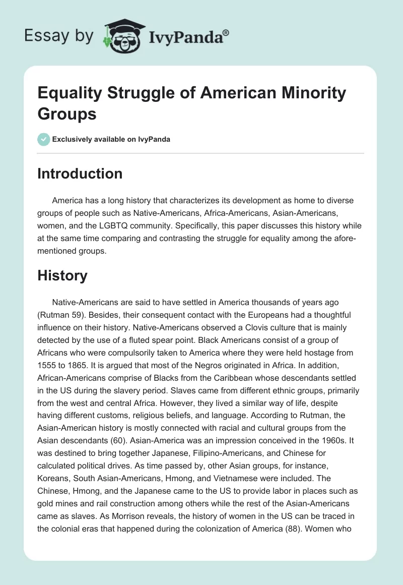 Equality Struggle of American Minority Groups. Page 1