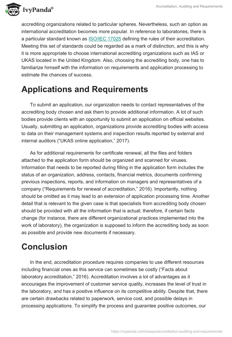 Accreditation, Auditing and Requirements. Page 3
