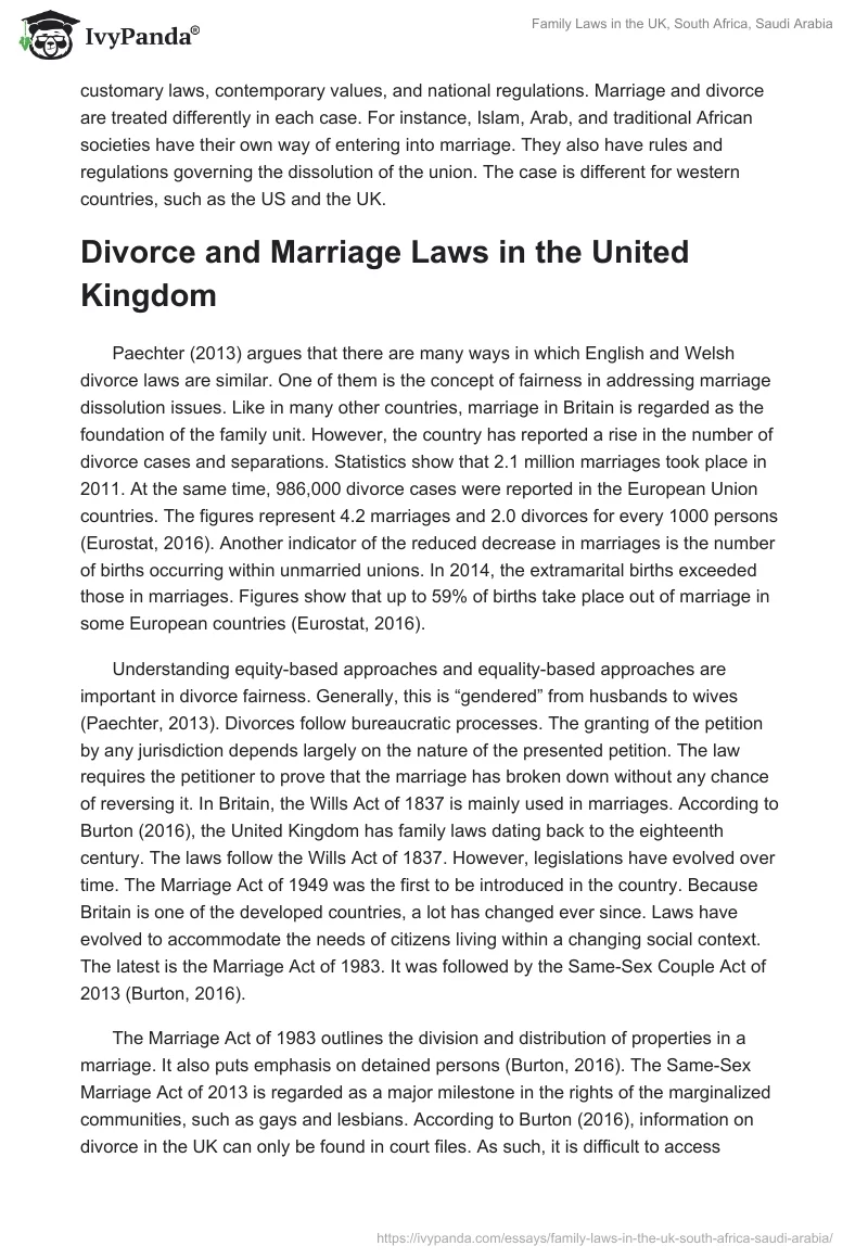 Family Laws in the UK, South Africa, Saudi Arabia. Page 3