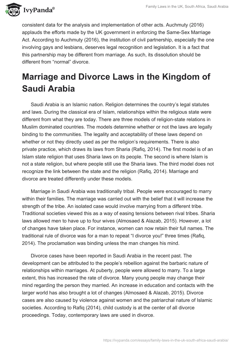 Family Laws in the UK, South Africa, Saudi Arabia. Page 4