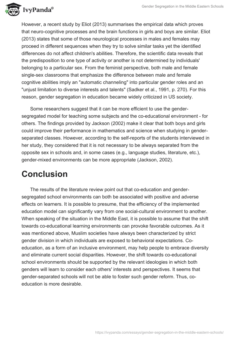 Gender Segregation in the Middle Eastern Schools. Page 4