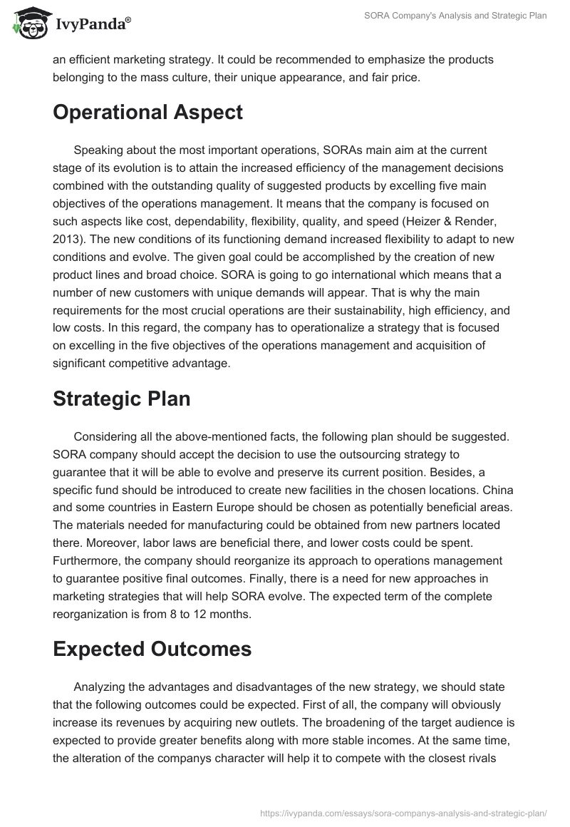 SORA Company's Analysis and Strategic Plan. Page 5
