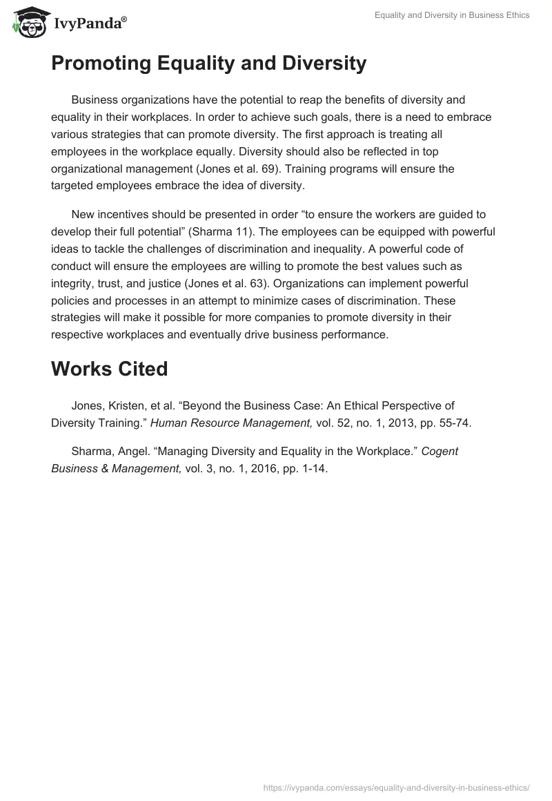 Equality and Diversity in Business Ethics. Page 3