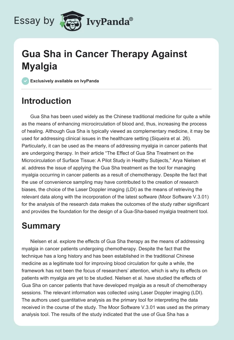 Gua Sha in Cancer Therapy Against Myalgia. Page 1