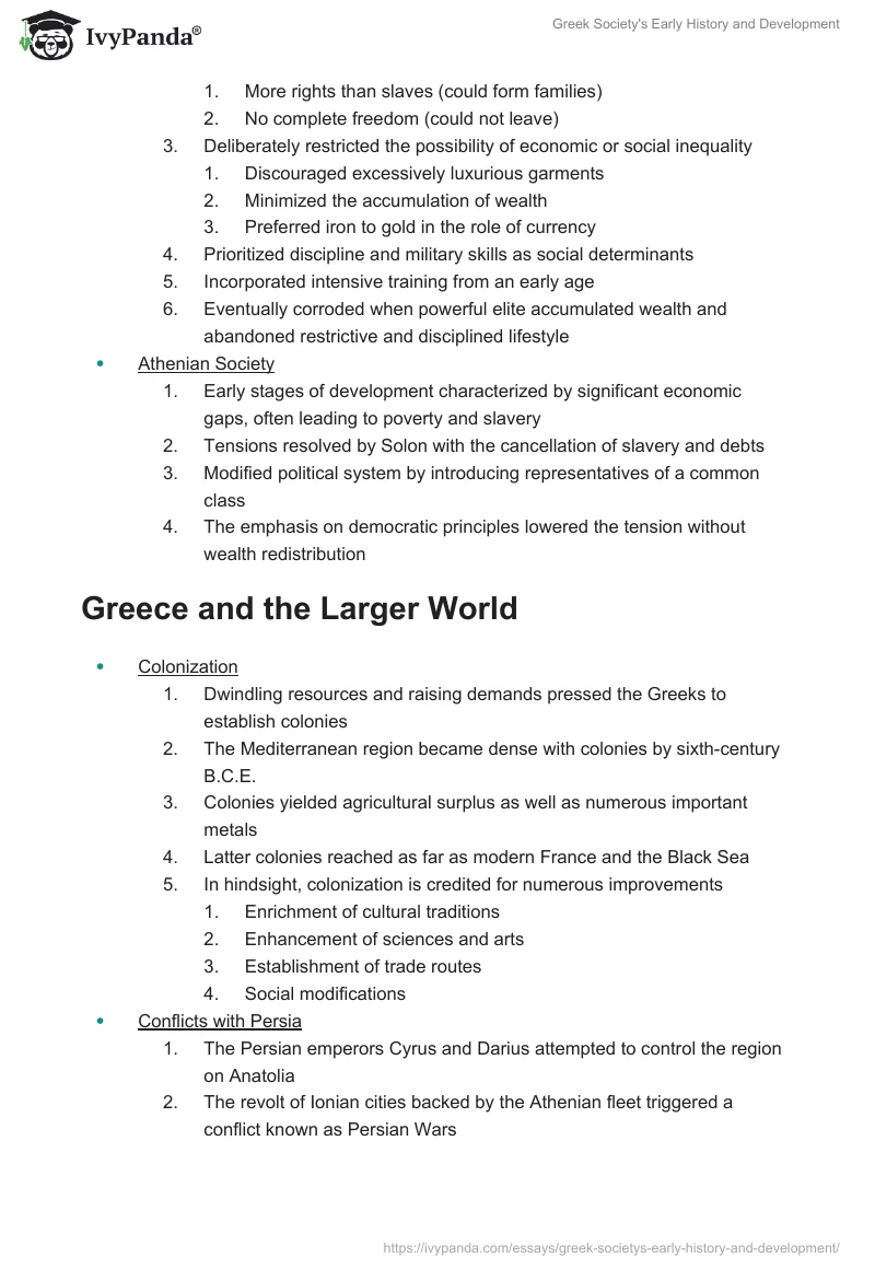 Greek Society's Early History and Development. Page 2