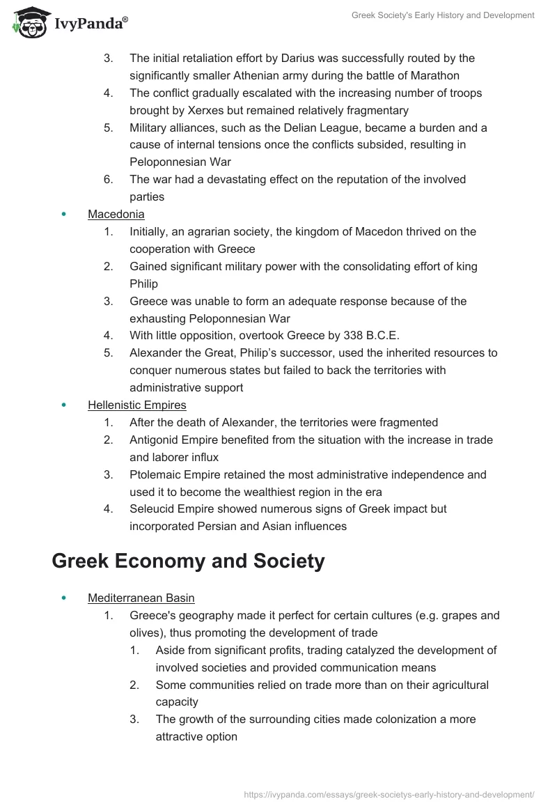 Greek Society's Early History and Development. Page 3