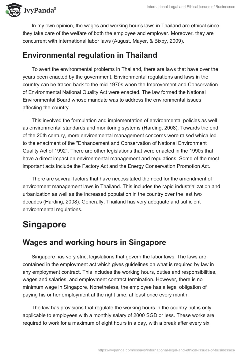 International Legal and Ethical Issues of Businesses. Page 2