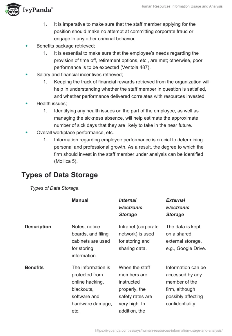 Human Resources Information Usage and Analysis. Page 2