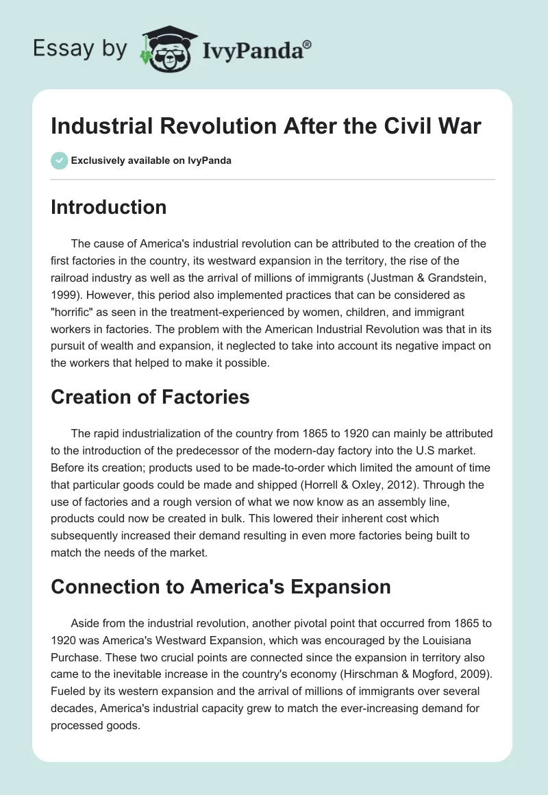 Industrial Revolution After the Civil War. Page 1