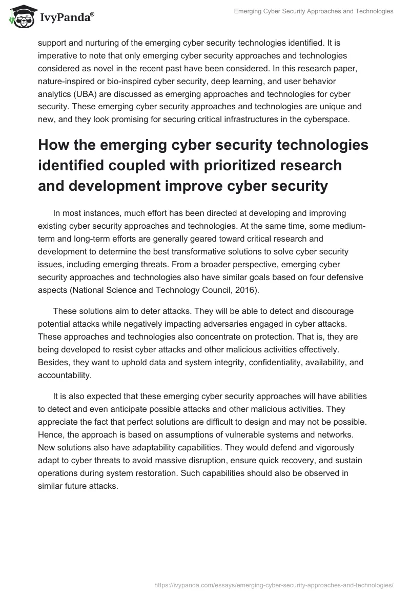 Emerging Cyber Security Approaches and Technologies. Page 2