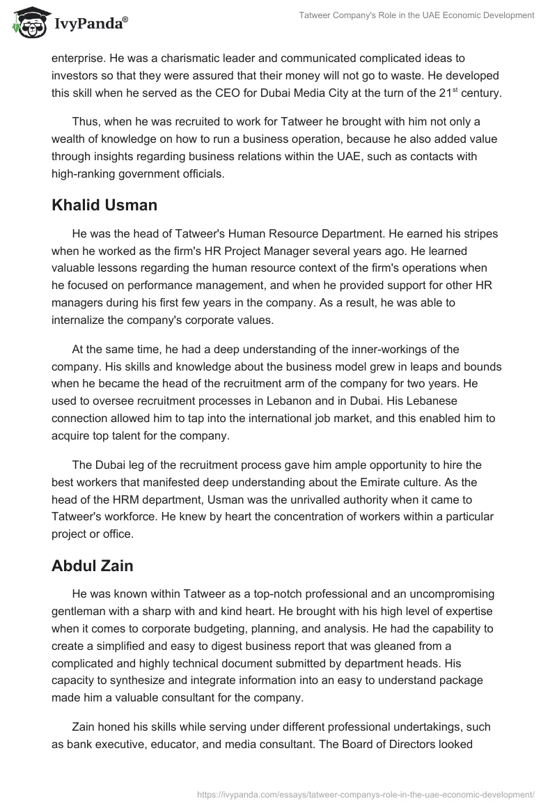 Tatweer Company's Role in the UAE Economic Development. Page 3