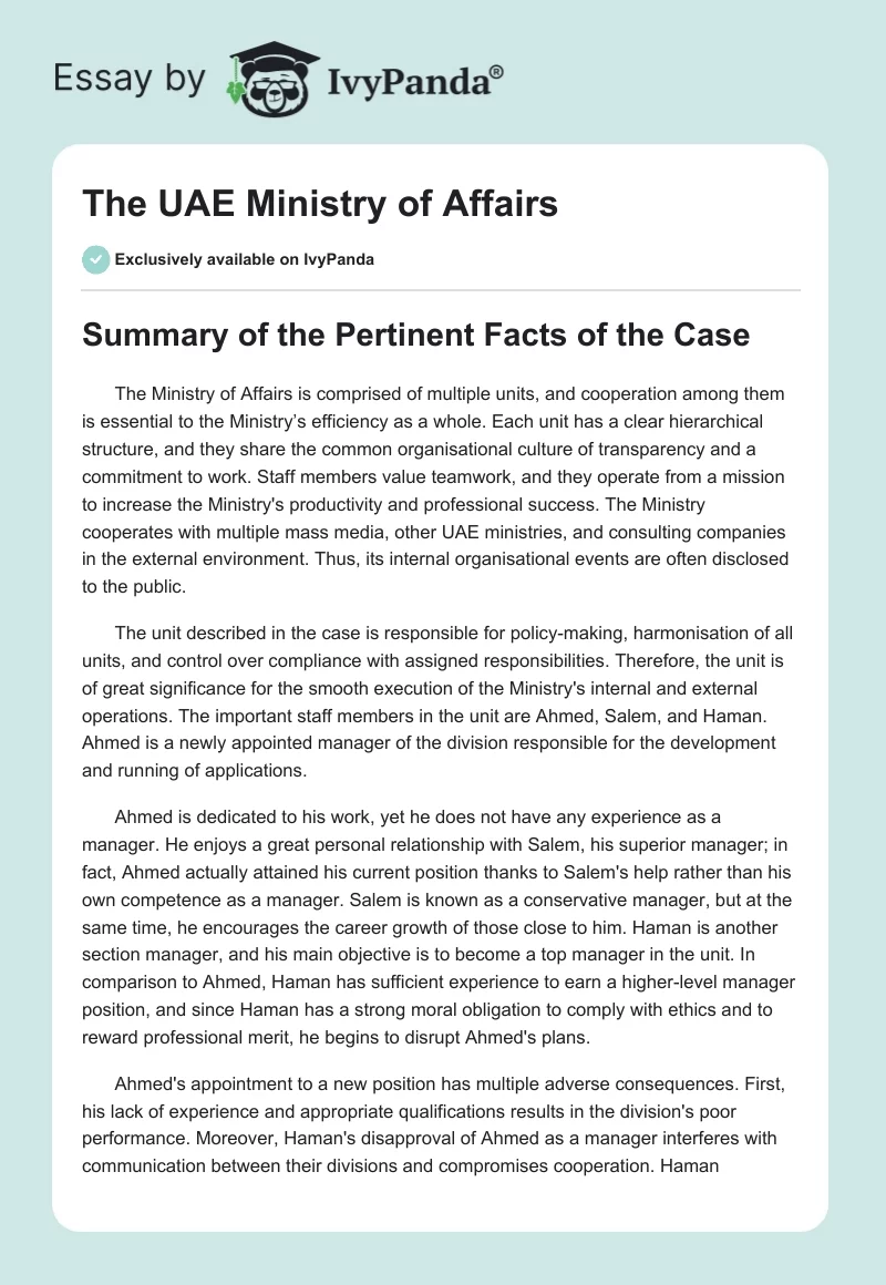 The UAE Ministry of Affairs. Page 1