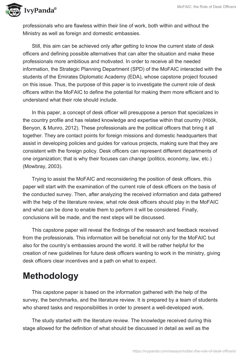 MoFAIC: the Role of Desk Officers. Page 2