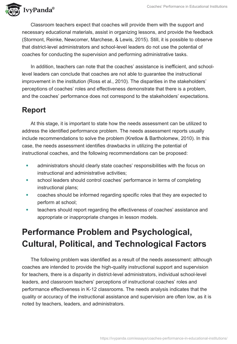 Coaches’ Performance in Educational Institutions. Page 3