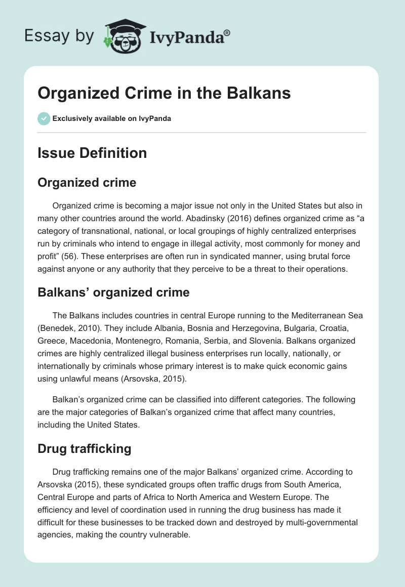 Organized Crime in the Balkans. Page 1