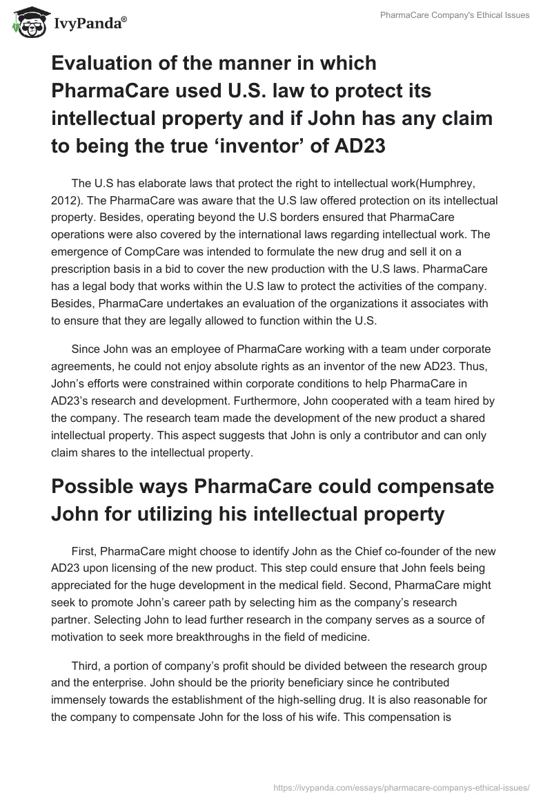 PharmaCare Company's Ethical Issues. Page 5
