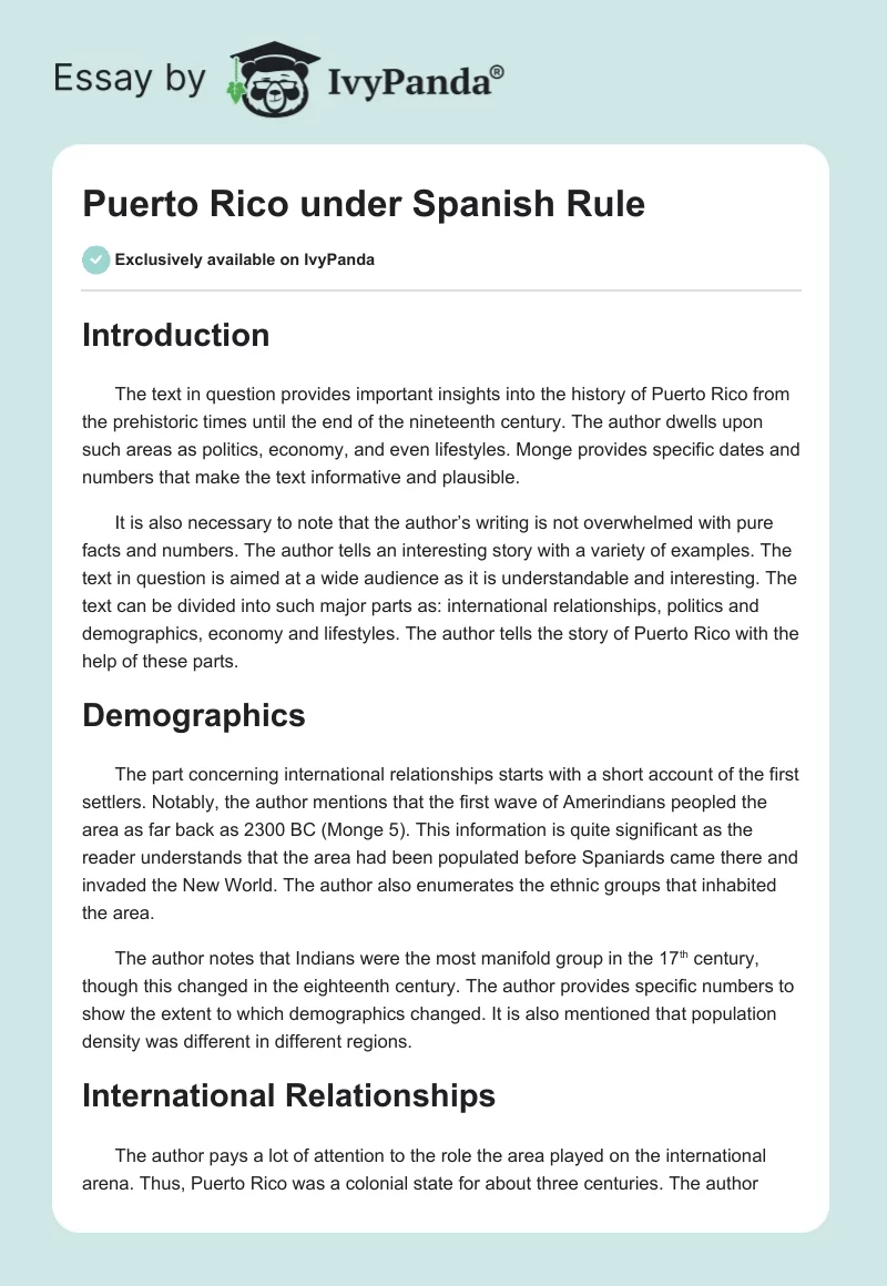 Puerto Rico under Spanish Rule. Page 1