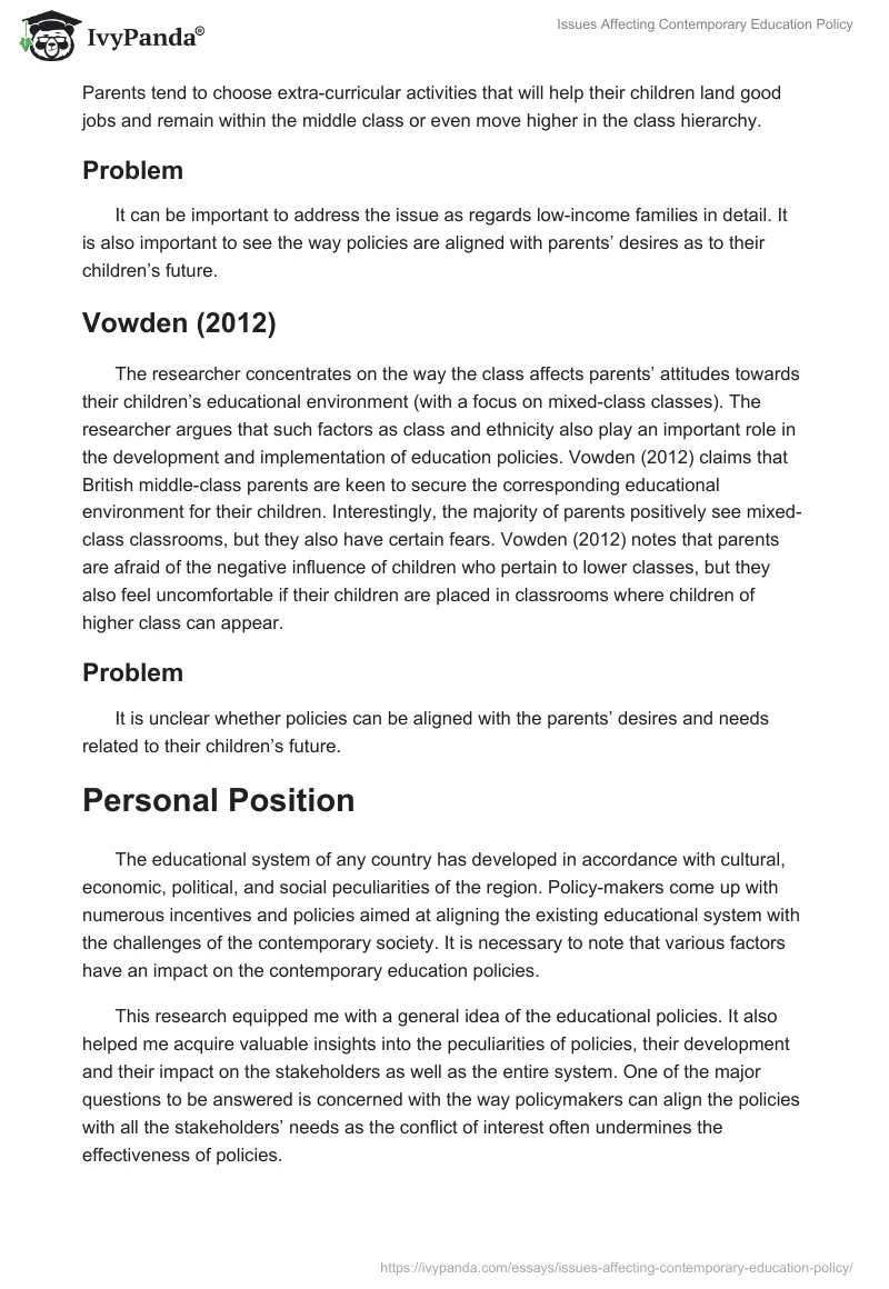Issues Affecting Contemporary Education Policy. Page 5