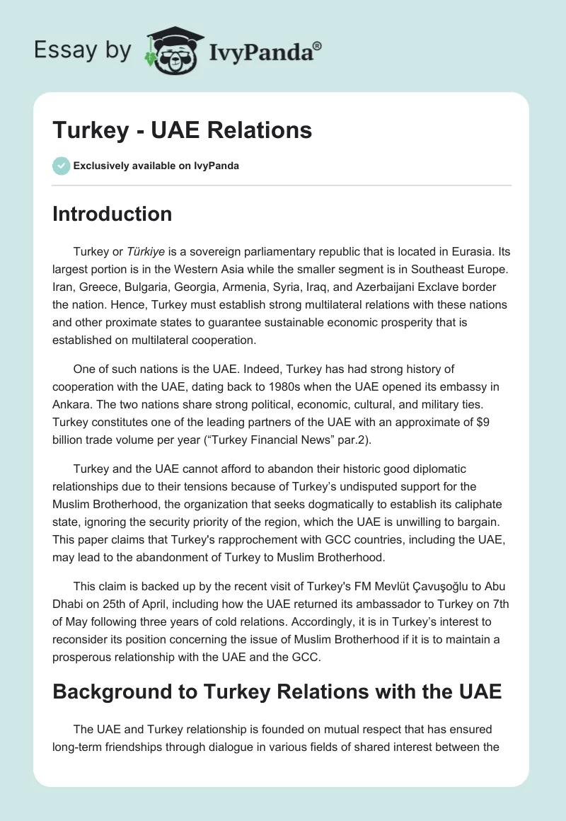 Turkey - UAE Relations. Page 1