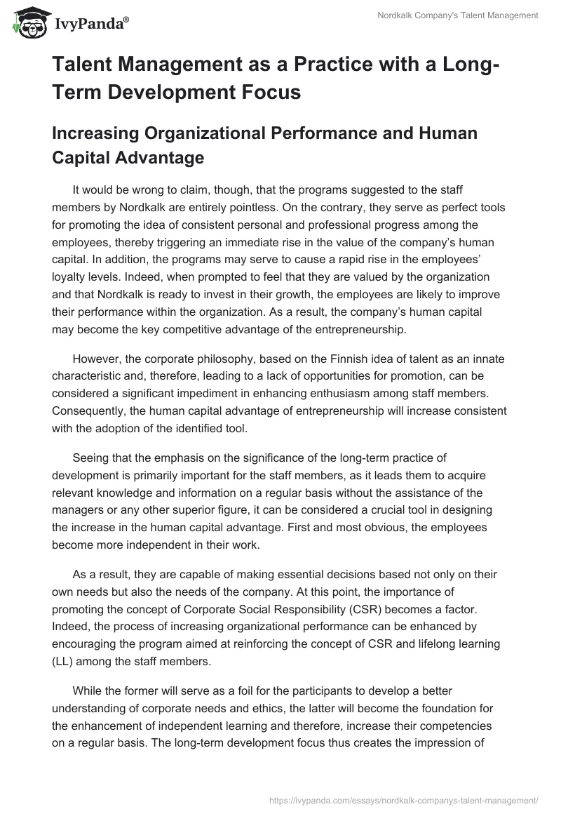 Nordkalk Company's Talent Management. Page 3