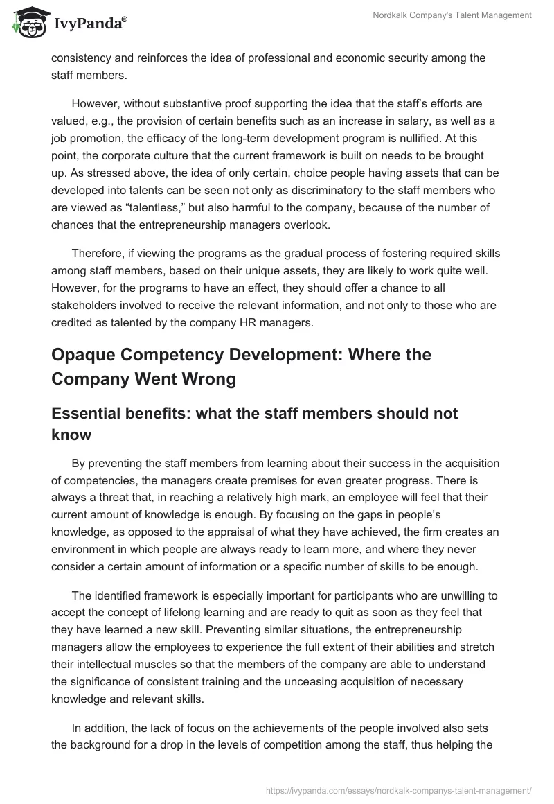 Nordkalk Company's Talent Management. Page 4