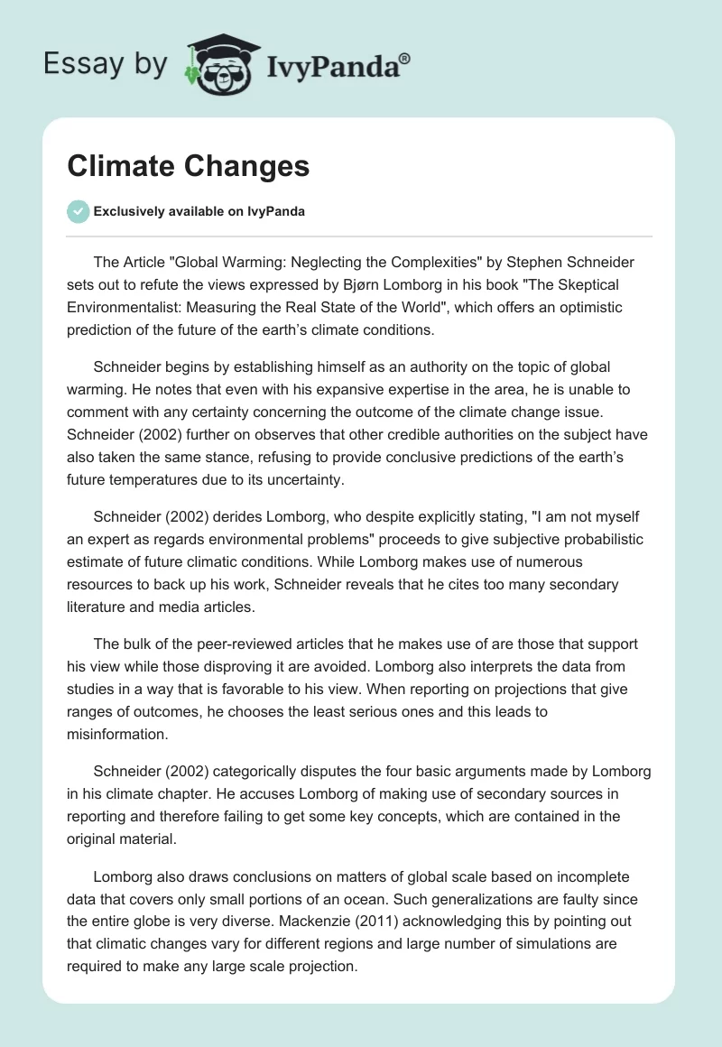 Climate Changes. Page 1
